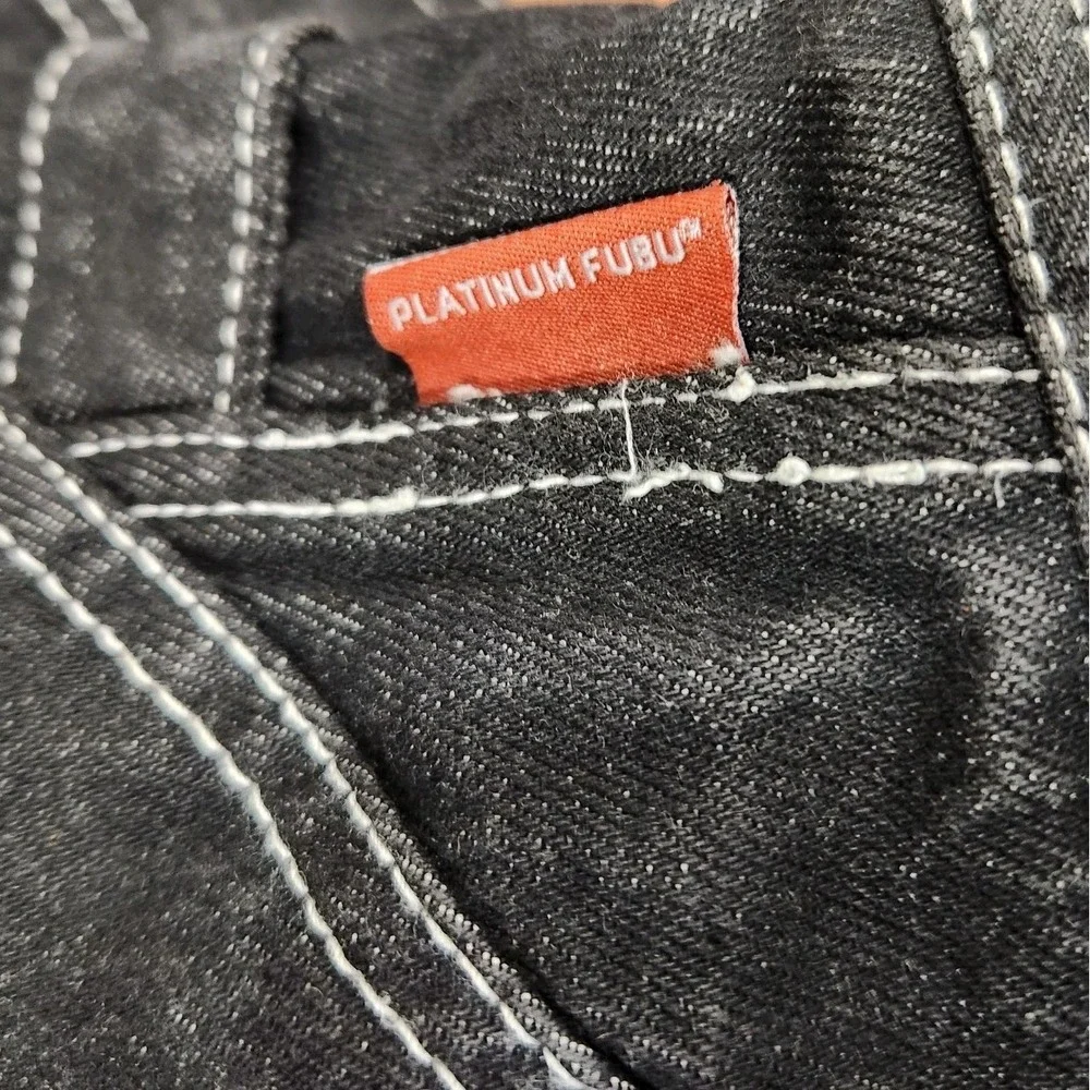 Vintage Platinum FUBU Mens Black Acid Splash Denim Jacket‎ Size L